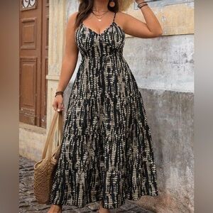 Stylish Black and Tan Maxi Dress
